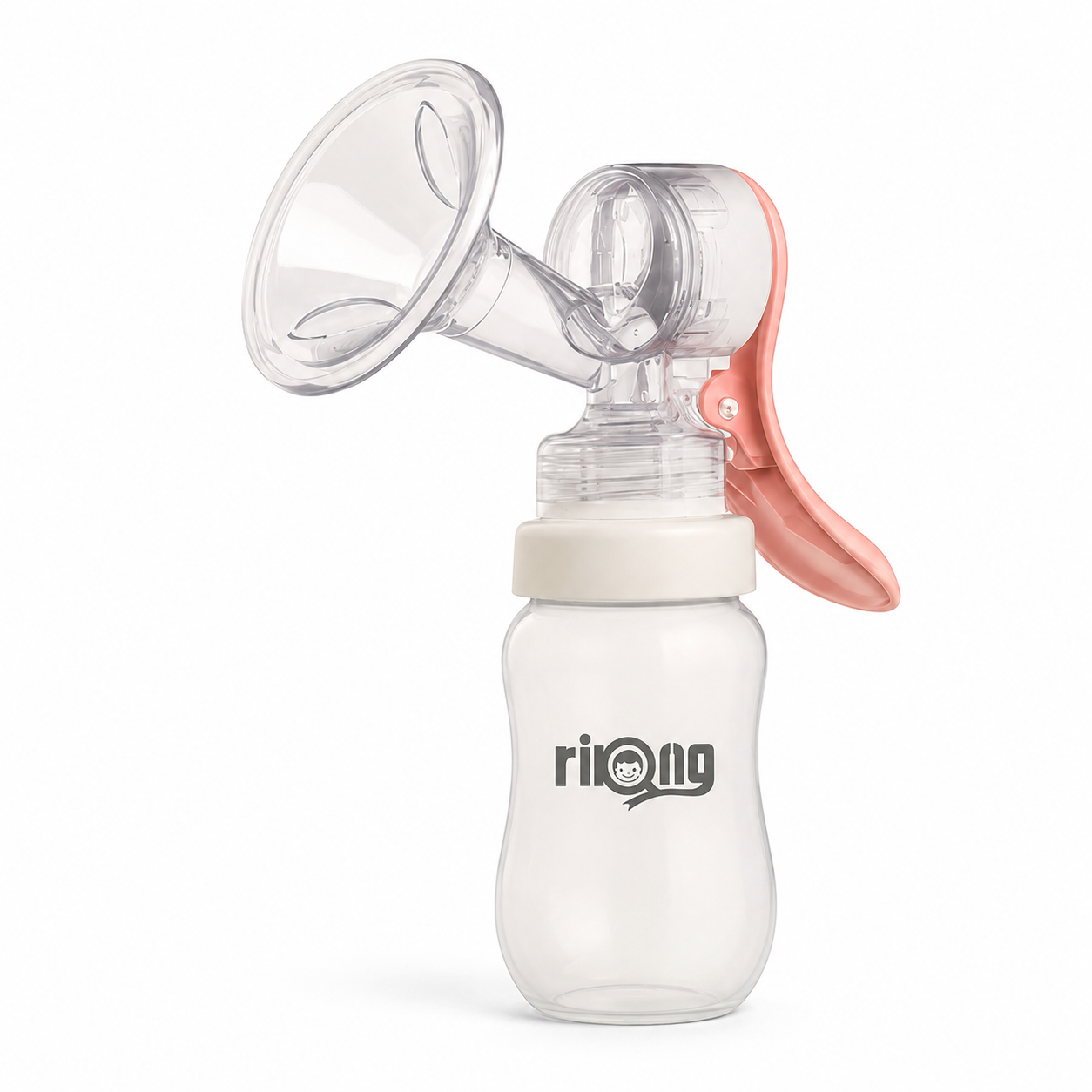 Riqing Manual Breast Pump 180ml with Silicone Massage Cushion, PP Bottle and Feeding Nipple